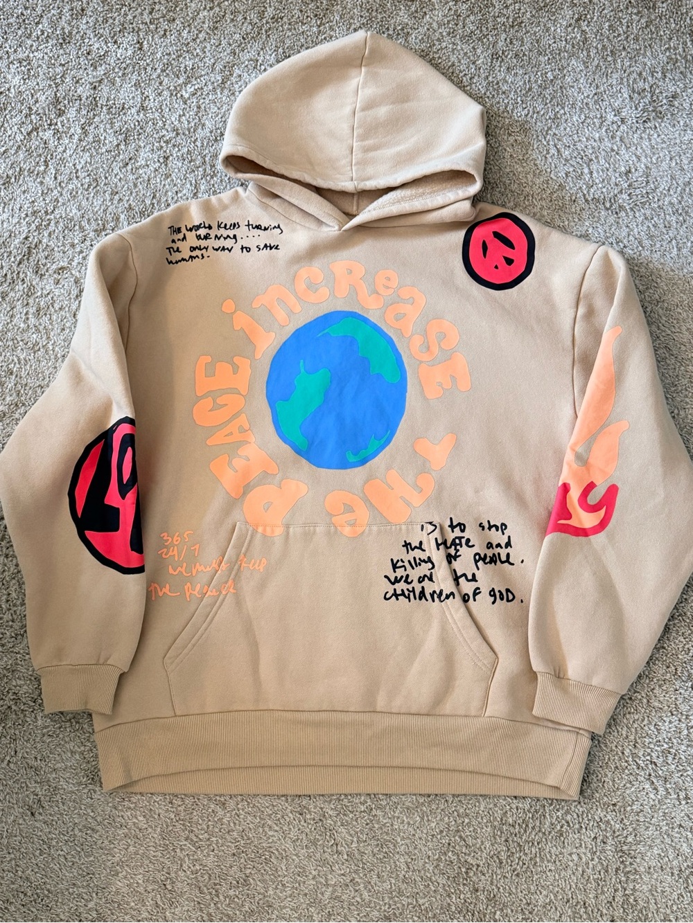 PacSun  Graphic Hoodie with Colorful Earth & Peace Design